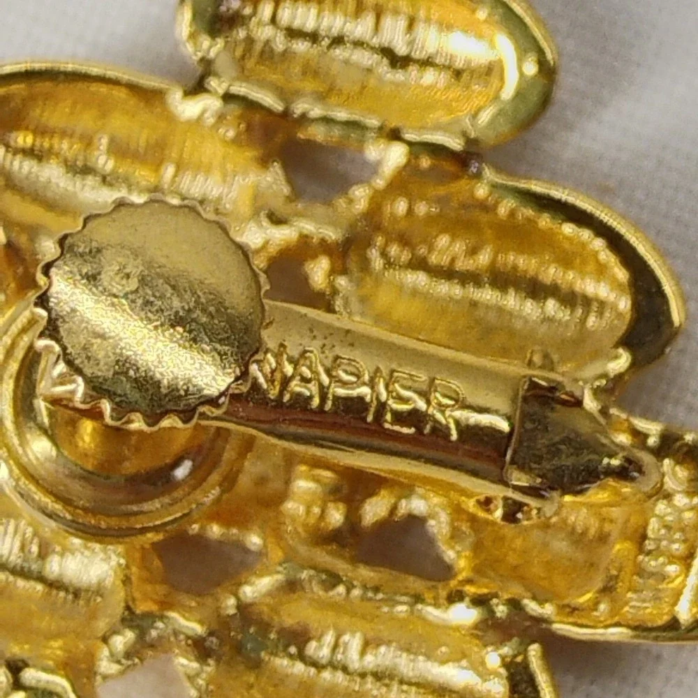 Vintage Napier Gold Tone Clip On‎ Statement Earrings